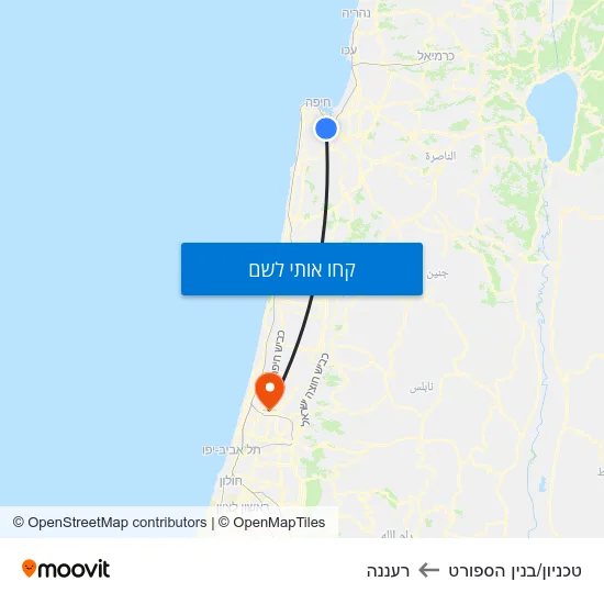 מפת טכניון/בנין הספורט לרעננה