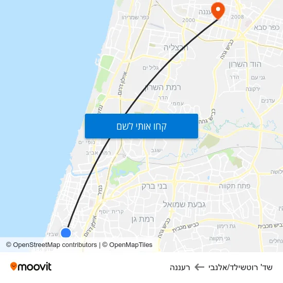 מפת שד' רוטשילד/אלנבי לרעננה
