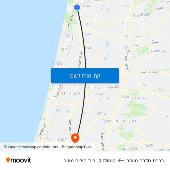 מפת רכבת חדרה מערב לסימולטק, בית חולים מאיר