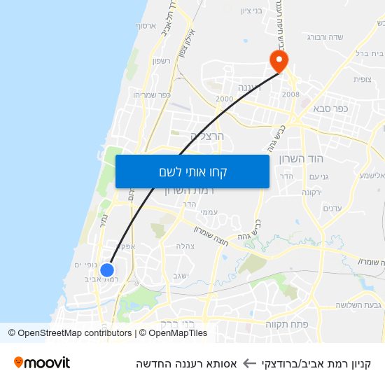 מפת קניון רמת אביב/ברודצקי לאסותא רעננה החדשה