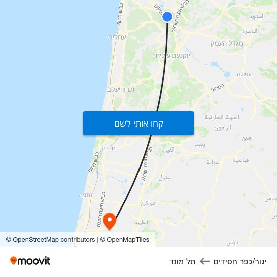 מפת יגור/כפר חסידים לתל מונד