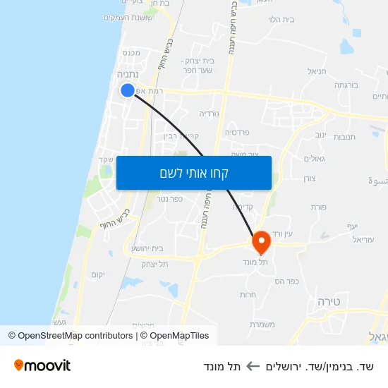מפת שד. בנימין/שד. ירושלים לתל מונד