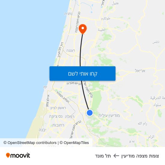 מפת צומת מצפה מודיעין לתל מונד