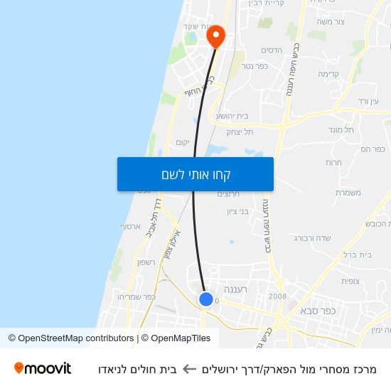 מפת מרכז מסחרי מול הפארק/דרך ירושלים לבית חולים לניאדו