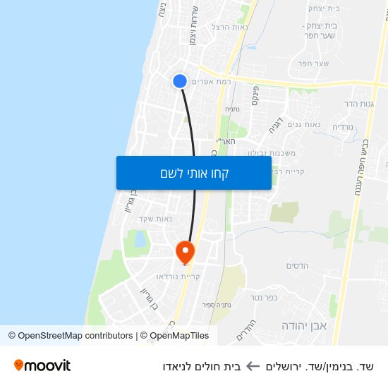 מפת שד. בנימין/שד. ירושלים לבית חולים לניאדו