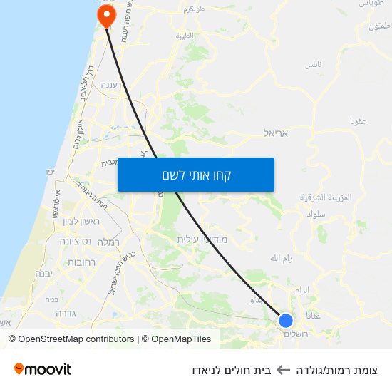 מפת צומת רמות/גולדה לבית חולים לניאדו