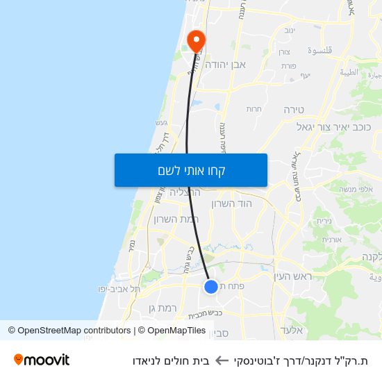 מפת ת.רק''ל דנקנר/דרך ז'בוטינסקי לבית חולים לניאדו