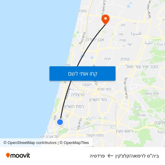 מפת ביה''ס לרפואה/קלצ'קין לפרדסיה