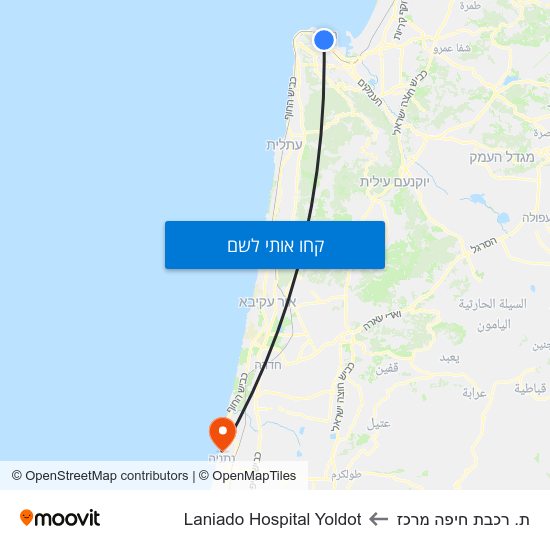 מפת ת. רכבת חיפה מרכז לLaniado Hospital Yoldot