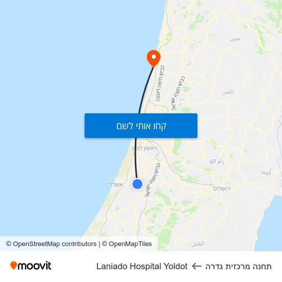 מפת תחנה מרכזית גדרה לLaniado Hospital Yoldot