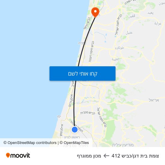 מפת צומת בית דגן/כביש 412 למכון ממוגרף