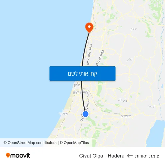 מפת צומת יסודות לGivat Olga - Hadera