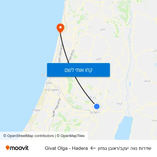 מפת שדרות נווה יעקב/ראובן גמזון לGivat Olga - Hadera