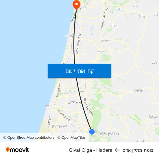 מפת צומת מתקן אדם לGivat Olga - Hadera