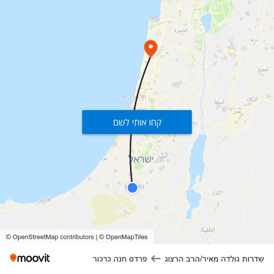 מפת שדרות גולדה מאיר/הרב הרצוג לפרדס חנה כרכור