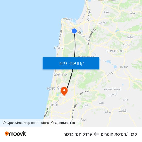 מפת טכניון/הנדסת חומרים לפרדס חנה כרכור