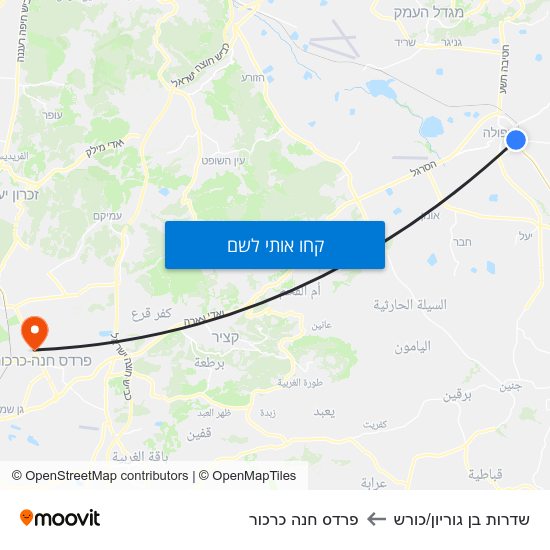 מפת שדרות בן גוריון/כורש לפרדס חנה כרכור