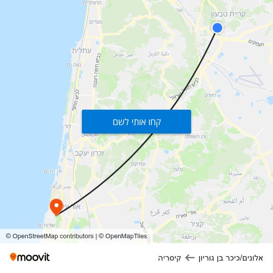 מפת אלונים/כיכר בן גוריון לקיסריה