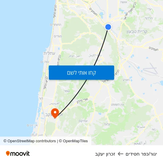 מפת יגור/כפר חסידים לזכרון יעקב
