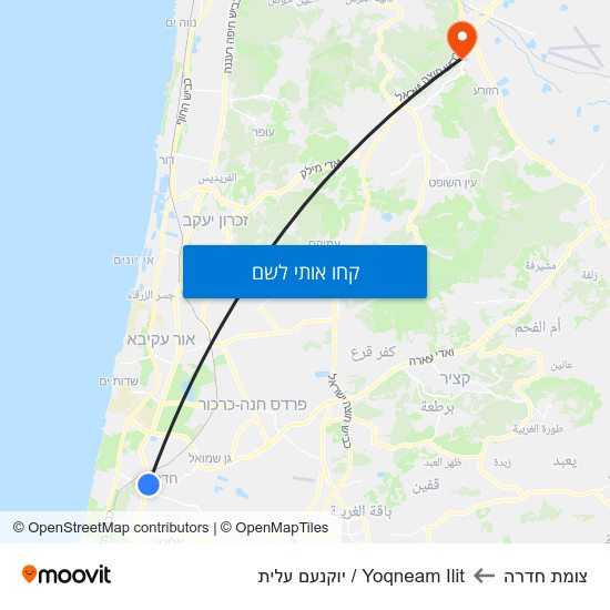 מפת צומת חדרה לYoqneam Ilit / יוקנעם עלית