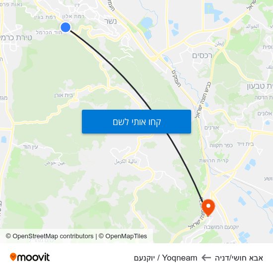 מפת אבא חושי/דניה לYoqneam / יוקנעם