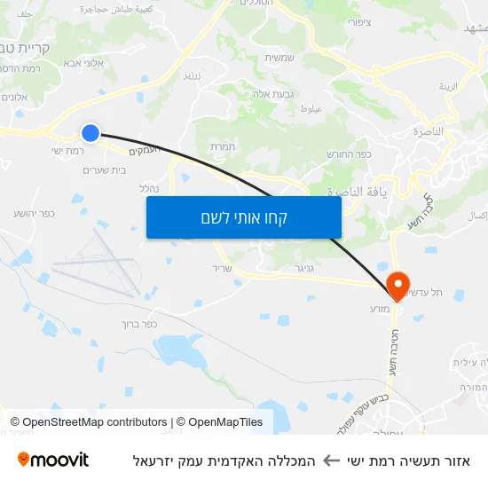 מפת אזור תעשיה רמת ישי להמכללה האקדמית עמק יזרעאל