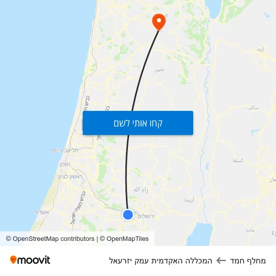 מפת מחלף חמד להמכללה האקדמית עמק יזרעאל