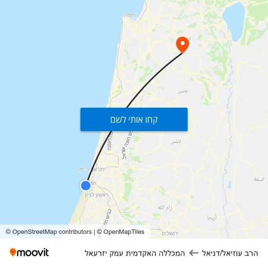 מפת הרב עוזיאל/דניאל להמכללה האקדמית עמק יזרעאל