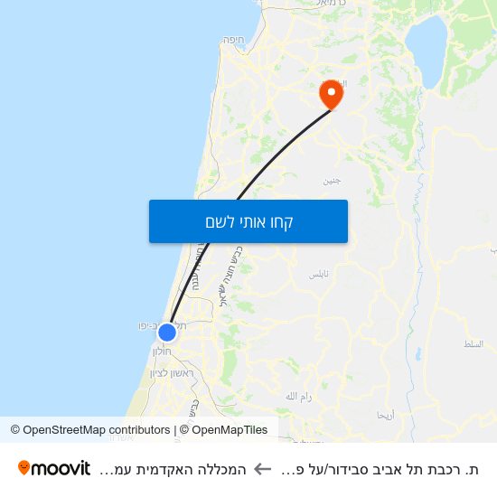 מפת ת. רכבת תל אביב סבידור/על פרשת דרכים להמכללה האקדמית עמק יזרעאל