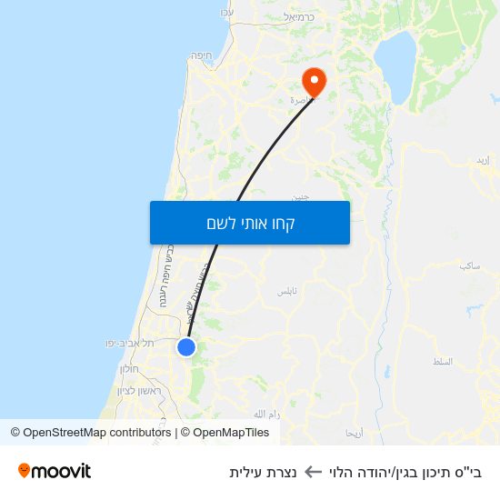 מפת בי''ס תיכון בגין/יהודה הלוי לנצרת עילית