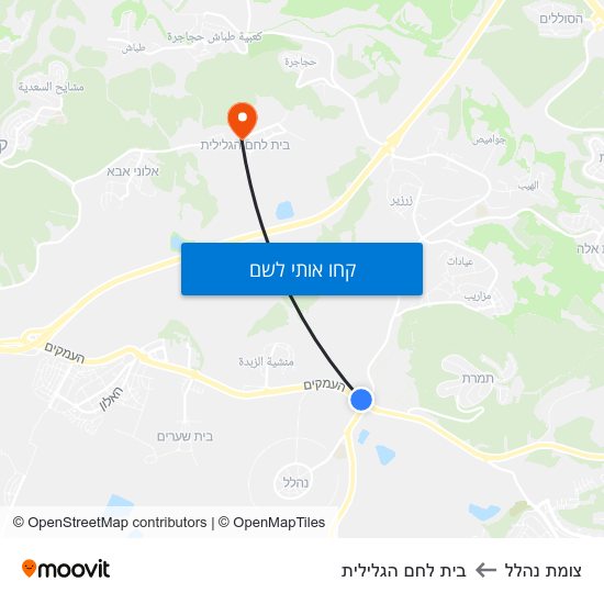 מפת צומת נהלל לבית לחם הגלילית