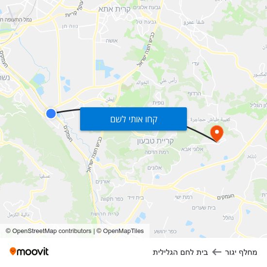 מפת מחלף יגור לבית לחם הגלילית