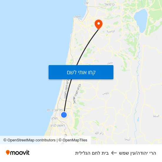 מפת הרי יהודה/עין שמש לבית לחם הגלילית