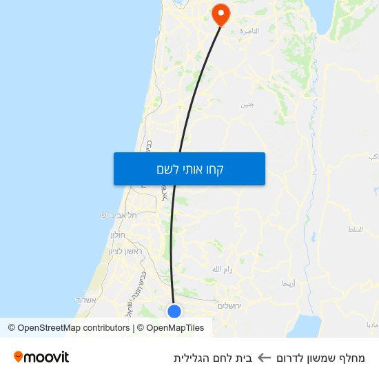 מפת מחלף שמשון לדרום לבית לחם הגלילית