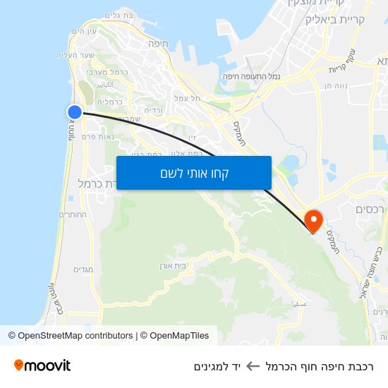 מפת רכבת חיפה חוף הכרמל ליד למגינים