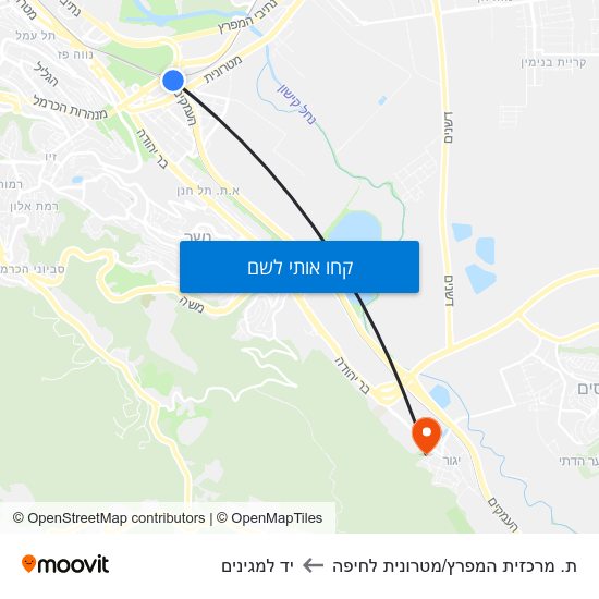 מפת ת. מרכזית המפרץ/מטרונית לחיפה ליד למגינים