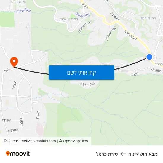 מפת אבא חושי/דניה לטירת כרמל