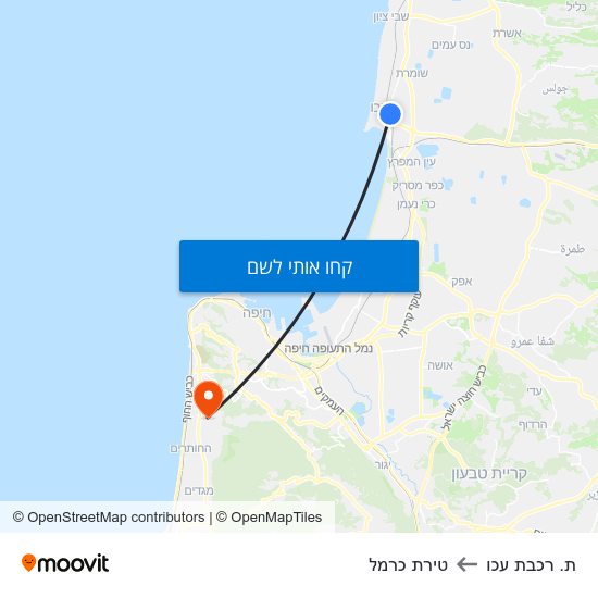 מפת ת. רכבת עכו לטירת כרמל