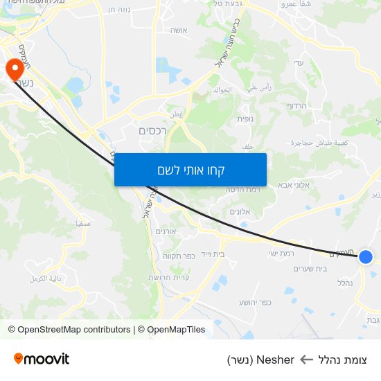 מפת צומת נהלל לNesher (נשר)