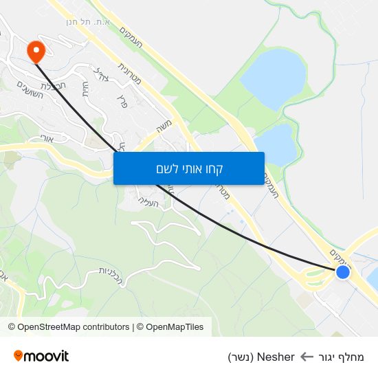 מפת מחלף יגור לNesher (נשר)