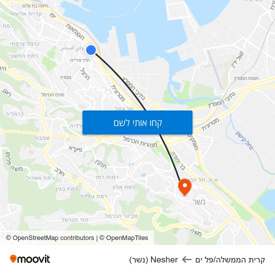 מפת קרית הממשלה/פל ים לNesher (נשר)