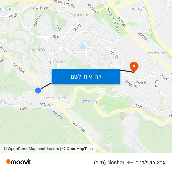 מפת אבא חושי/דניה לNesher (נשר)