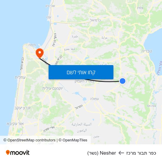 מפת כפר תבור מרכז לNesher (נשר)