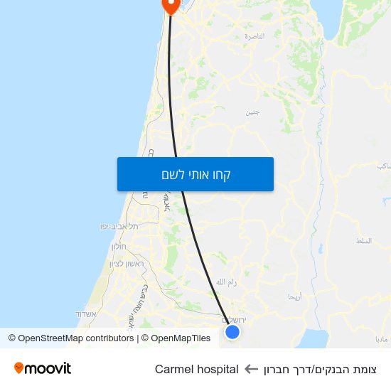 מפת צומת הבנקים/דרך חברון לCarmel hospital