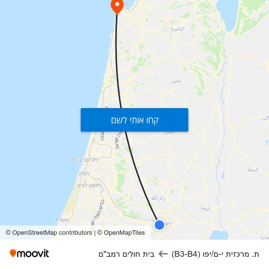 מפת ת. מרכזית י-ם/יפו (B3-B4) לבית חולים רמב"ם