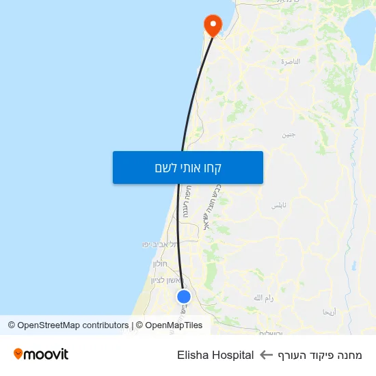 מפת מחנה פיקוד העורף לElisha Hospital