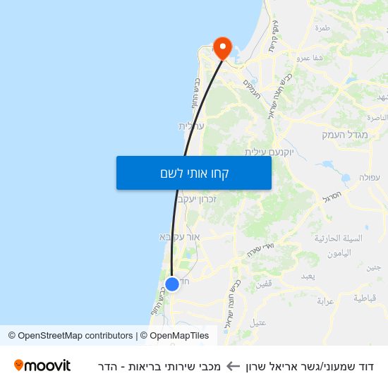 מפת דוד שמעוני/גשר אריאל שרון למכבי שירותי בריאות - הדר