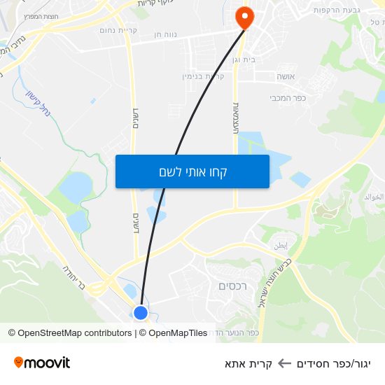 מפת יגור/כפר חסידים לקרית אתא