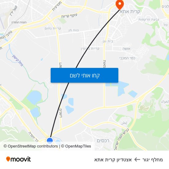 מפת מחלף יגור לאצטדיון קרית אתא
