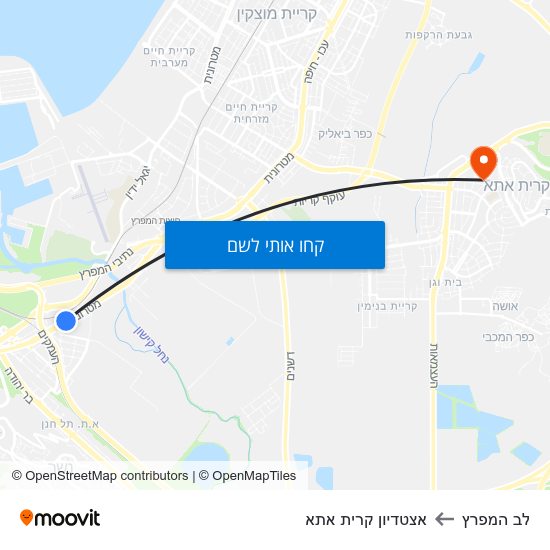 מפת לב המפרץ לאצטדיון קרית אתא